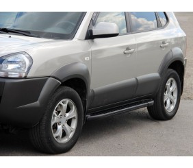 Бокові пороги Allmond Black (2 шт., алюміній) для Hyundai Tucson JM 2004- рр