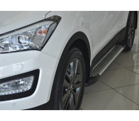 Бокові пороги Allmond Grey (2 шт., алюм.) для Hyundai Santa Fe 3 2012-2018 рр