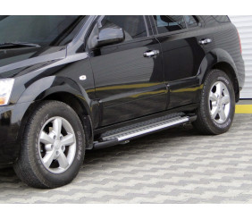 Бокові пороги Allmond Grey (2 шт., алюм.) для Kia Sorento I BL 2002-2009 рр