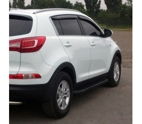 Бокові пороги Allmond Black (2 шт., алюм.) для Kia Sportage 2010-2015 рр