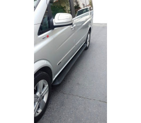 Бокові пороги Allmond Black (2 шт., алюм) Коротка (short) і Середня (long) для Mercedes Vito W639 2004-2014 рр