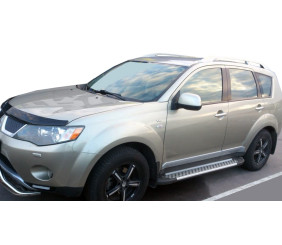 Бокові пороги Allmond Grey (2 шт., алюм.) для Mitsubishi Outlander 2012-2021 рр