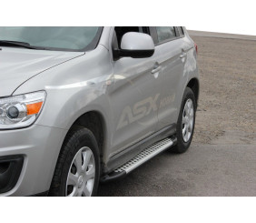 Бокові пороги Allmond Grey (2 шт., алюм.) для Mitsubishi ASX 2010-2023 рр