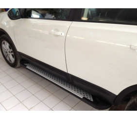 Бокові пороги Allmond Grey (2 шт, алюм) довга база для Nissan Qashqai 2010-2014 рр