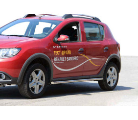 Бічні труби BB001 (2 шт., нерж) 60 мм для Renault Sandero 2013-2022 рр