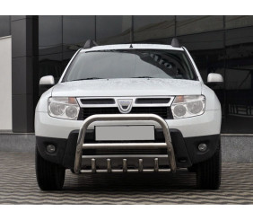 Кенгурятник без напису QT006 (нерж.) для Dacia Duster 2008-2018 рр