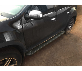 Бокові пороги Allmond Black (2 шт., Алюміній) для Dacia Duster 2008-2018 рр
