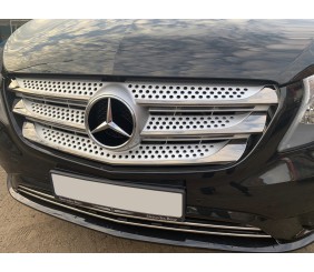Накладки на решітку 2014-2020 (5 шт, BlackChrome) для Mercedes Vito/V-class W447 2014- рр