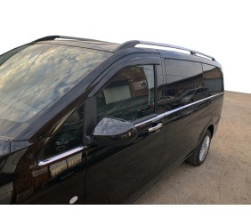 Нижні молдинги скла по всій довжині (8 шт., нерж) Carmos, L1, 1 бічна дверка для Mercedes Vito/V-class W447 2014- рр