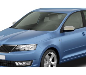 Накладки на дзеркала без вирізу під поворот (2 шт., нерж) для Skoda Rapid 2012-2019 рр