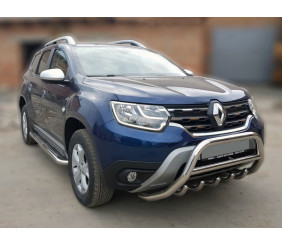 Кенгурятник без напису WT003 (нерж.) для Renault Duster 2018-2024 рр
