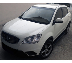 Бокові пороги Allmond Black (2 шт., Алюміній) для SsangYong Korando 2010-2019 рр