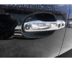 Накладки на ручки 2008-2015 (4 шт, нерж) 4 місця під кнопку, OmsaLine - Італійська нержавійка для Toyota Land Cruiser 200 рр