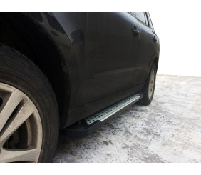 Бокові пороги Allmond Grey (2 шт., алюм.) для Hyundai Santa Fe 2 2006-2012 рр