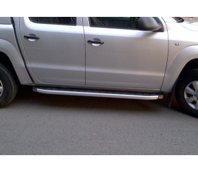 Бокові пороги Fullmond Grey (2 шт, алюм) для Volkswagen Amarok 2010-2022 рр