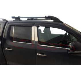 Окантовка вікон (4 смужки, нерж) Carmos - Турецька сталь для Volkswagen Amarok 2010-2022 рр