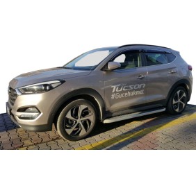 Бокові пороги Tayga Grey (2 шт., Алюміній) для Hyundai Tucson TL 2016-2021 рр
