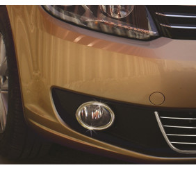 Накладки на противотуманки (2 шт., нерж) Carmos - Турецька сталь для Volkswagen Touran 2010-2015 рр