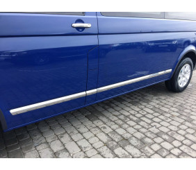 Молдинги на двері (нерж, Хром) 1 двері, Довга, Carmos - Турецька сталь для Volkswagen T5 Caravelle 2004-2010 рр