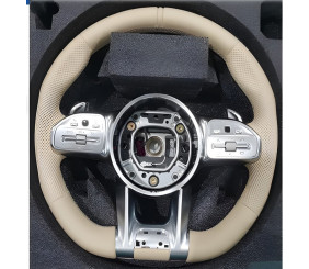 Кермо AMG 2018-Style (бежевий, 3pin) для Mercedes AMG GT C190/R190 2014-2022 рр