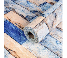 Самоклеючі шпалери 2800х500х1,5мм Синьо-жовта катиринославська цегла (D) SW-00001785