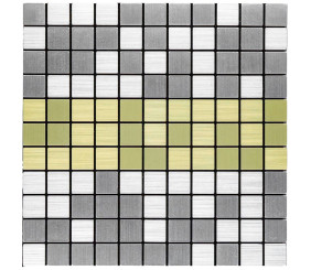 Самоклеюча алюмінієва плитка 300х300х3мм Срібна із золотом мозаїка SW-00001826