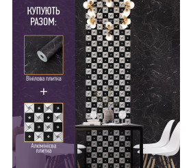 Самоклеюча алюмінієва плитка 300х300х3мм Срібна із золотом шахівниця SW-00001827