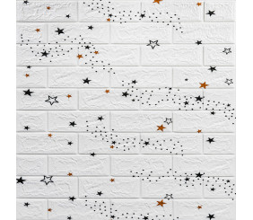 Декоративна 3D панель самоклейка 700х770х5мм Зірки (біла цегла) (021) SW-00000086