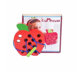 Деревʼяна шнурівка "Гусениця в яблуці"