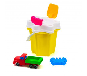 Відро "Квіточка" з машинкою і пісочним набором (жовте)