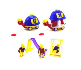 Розсувна каталка "Черепаха" з іграшками (синя)