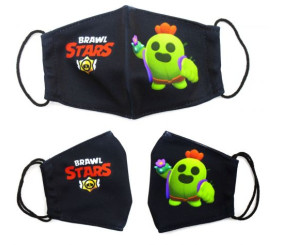 Багаторазова 4-х шарова захисна маска "BRAWL STARS Спайк" розмір 3, 7-14 років