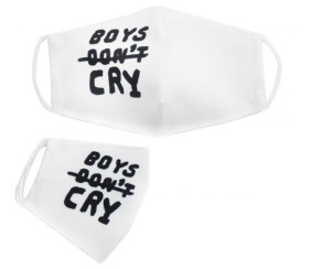 Багаторазова 4-х шарова захисна маска "Boys do not cry" розмір 3, 7-14 років, біла