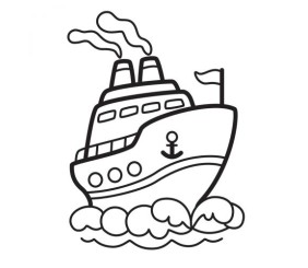 Розпис по полотну "Пароплав"