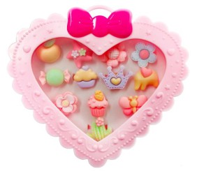 Набір дитячих каблучок "Сердечко", 12 шт (рожевий)