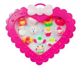 Набір дитячих каблучок "Сердечко", 12 шт (малиновий)