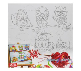 Розпис на полотні "Кумедні сови"