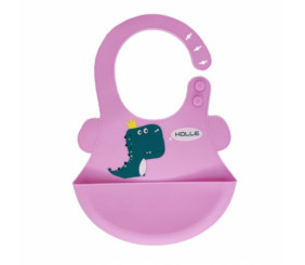 Слинявчик силіконовий "Діно", рожевий