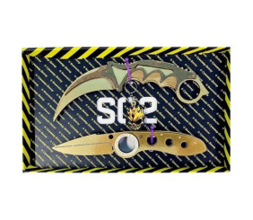 BOX Сувенірні ножі "Керамбіт GOLD & Викидуха фліп GOLD"