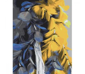 Картина за номерами з лаком та рівнем "Жовто-блакитне пір'я"