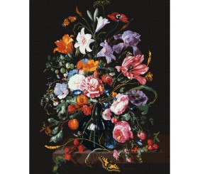 Картина за номерами "Ваза з квітами та ягодами" ★★★★★