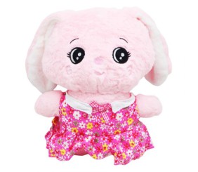 М'яка іграшка заєць рожевий в рожевому платті