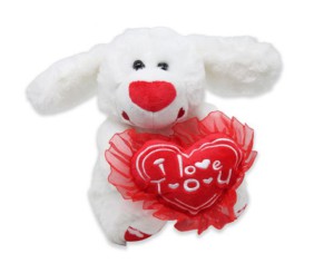 М'яка іграшка "Собачка з серцем", біла