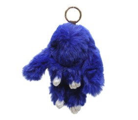 Хутряний брелок "Кролик", синій (23 см)