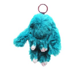 Хутряний брелок "Кролик", бірюзовий (23 см)