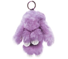 Хутряний брелок "Кролик", бузковий (23 см)