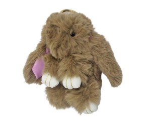 Хутряний брелок "Кролик", коричневий (23 см)