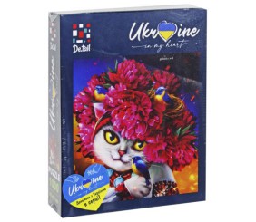 Пазл "White cat in the pink wreath"