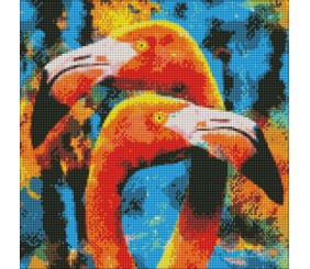 Алмазна мозаїка "Помаранчеві фламінго", 40х40 см