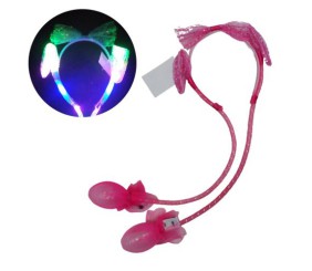 Обруч з рухомими вушками "Зайчик" 50 см (малиновий)